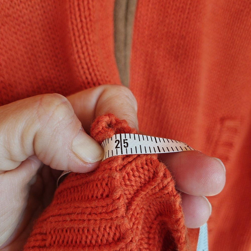 Ralph Lauren Vintage Y2K Burnt Orange Ribbed Knit Zip Up Sweater Preppy Sz Large - Picture 10 of 10